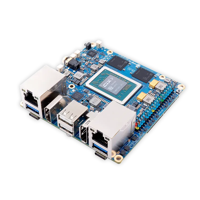 Orange Pi 6 single-board computer, side view